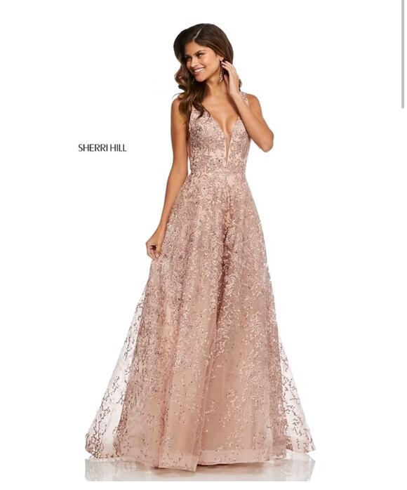Sherri Hill Dresses & Skirts - Sherri Hill 52877 Blush Nude V-Neck Floral Shimmer Sparkle 2019 Prom Dress 6